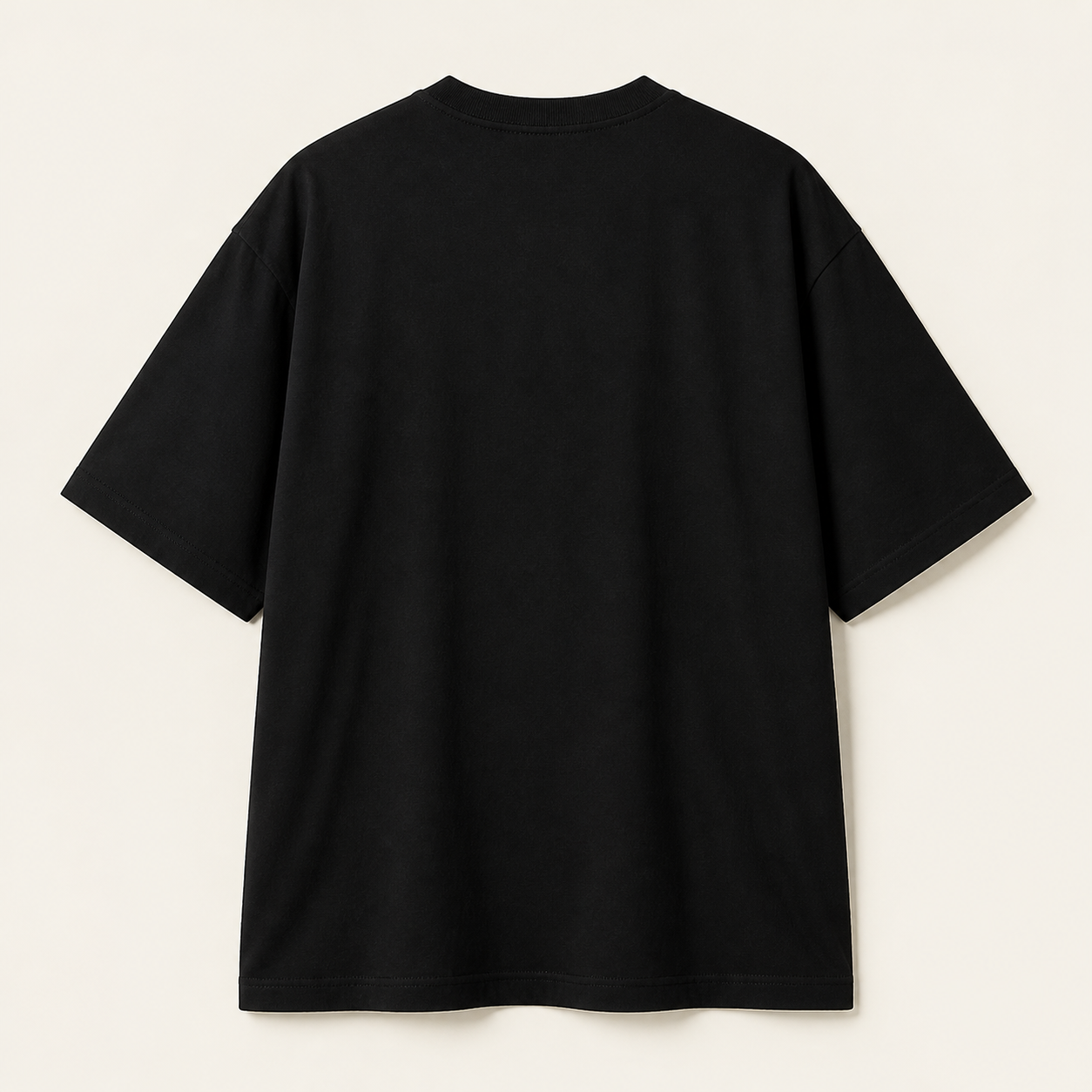 Back of a black T-shirt printed with $50